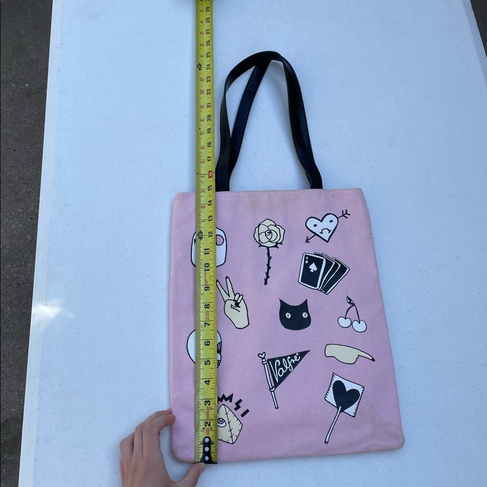 Rare Valfre Shoulder Bag Purse Pink Milk Bruno Cat Peace Sign - Picture 6 of 7